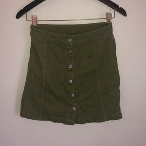 Green button up mini skirt
